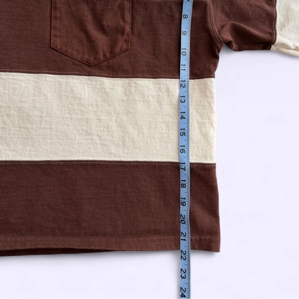 Madewell Rugby Shirt Brown Ivory Made in Peru Relaxed Preppy - Picture 8 of 8